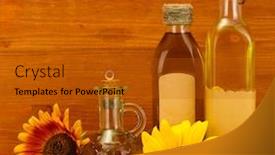  Presentation with oil seeds - Cool new slides with oil-in-bottles-sunflowers backdrop and a crimson colored foreground