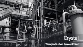  Presentation with dark blue - Cool new presentation design with oil industrial installation in dark backdrop and a dark gray colored foreground