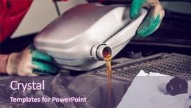  Presentation with auto repair - Slides with oil into engine during maintenance background and a violet colored foreground