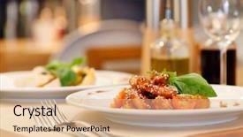  Presentation with white plate - Cool new slides with oil lamps - portion of sesame chicken served backdrop and a lemonade colored foreground