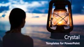  Presentation with lantern - Theme with oil lamps - woman in lantern shine looking background and a wine colored foreground