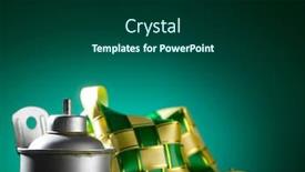  Presentation with ribbon green - PPT layouts with oil-lamp-or-pelita background and a dark gray colored foreground