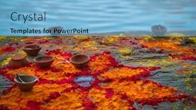  Presentation with ghats - Cool new PPT layouts with oil-lamp-pooja-diya-lamp backdrop and a light blue colored foreground