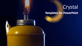  Presentation with oil lamp - Cool new PPT theme with oil-lamp-with-crescent backdrop and a navy blue colored foreground