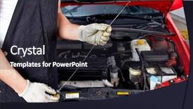  Presentation with mechanic shop - Theme having fuel stations safety - oil level checking mechanic background and a wine colored foreground
