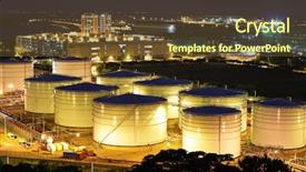  Presentation with natural gas - Presentation theme having oil natural gas - fuel tanks background and a tawny brown colored foreground