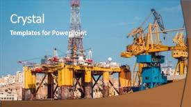  Presentation with oil platform - Presentation design with oil offshore platform in repair background and a teal colored foreground