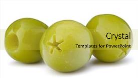  Presentation with white green - PPT theme featuring oil oliva - green olives fruits isolated background and a  colored foreground