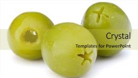  Presentation with guava fruits fresh green fruit - Colorful slide deck enhanced with oil oliva - green olives fruits isolated backdrop and a  colored foreground