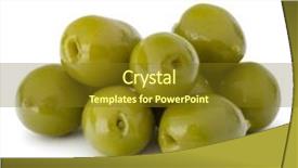  Presentation with white green - Theme enhanced with oil oliva - green olives fruits isolated background and a  colored foreground