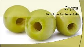  Presentation with white green - Presentation enhanced with oil oliva - green olives fruits isolated background and a  colored foreground