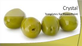  Presentation with white green - PPT theme with oil oliva - green olives fruits isolated background and a  colored foreground