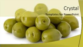  Presentation with white green - Audience pleasing slide set consisting of oil oliva - green olives fruits isolated backdrop and a  colored foreground