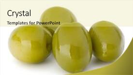  Presentation with white green - PPT theme enhanced with oil oliva - green olives fruits isolated background and a  colored foreground