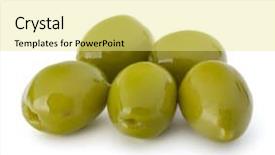  Presentation with white green - Amazing presentation design having oil oliva - green olives fruits isolated backdrop and a  colored foreground