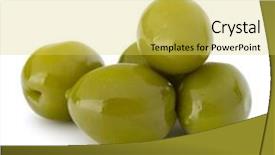  Presentation with white green - Presentation theme having oil oliva - green olives fruits isolated background and a  colored foreground