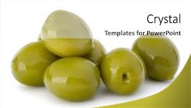  Presentation with white green - Presentation theme featuring oil oliva - green olives fruits isolated background and a  colored foreground