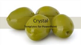  Presentation with white green - Presentation having oil oliva - green olives fruits isolated background and a  colored foreground