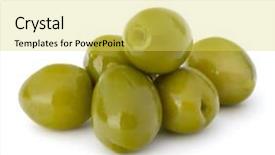  Presentation with white green - Amazing PPT layouts having oil oliva - green olives fruits isolated backdrop and a yellow colored foreground