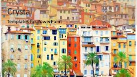  Presentation with bold colors - Slides featuring oil painting - colors of mediterraneans houses background and a coral colored foreground