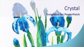  Presentation with beautiful flowers border floral design - Audience pleasing slide deck consisting of oil painting of beautiful flowers backdrop and a sky blue colored foreground