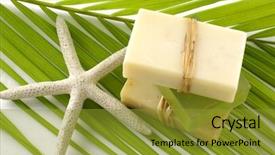  Presentation with bathroom - Cool new presentation theme with oil palm frond - green bathroom set for spa backdrop and a gold colored foreground