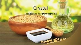  Presentation with oil products - Slide deck featuring oil plant - soy products on table background and a yellow colored foreground