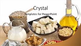  Presentation with oil products - Presentation consisting of oil plant - soybean and collection of soy background and a white colored foreground