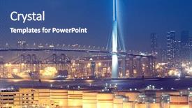  Presentation with oil platform - Presentation theme with oil platform - gas container and bridge background and a ocean colored foreground