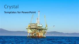  Presentation with oil platform - Colorful theme enhanced with oil-platform-off-the-coast backdrop and a light blue colored foreground