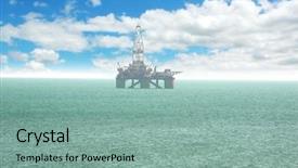  Presentation with oil platform - Slides consisting of oil platform offshore baku background and a seafoam green colored foreground