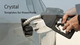  Presentation with fuel station - Cool new PPT layouts with oil pollution - hand with fill up fuel backdrop and a  colored foreground
