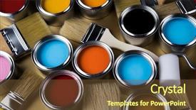  Presentation with paint - Slides having oil pot - metal tin cans with color background and a tawny brown colored foreground