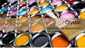  Presentation with color - Theme having oil pot - paintbrush on cans with color background and a  colored foreground