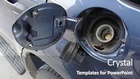  Presentation with tank truck - Beautiful slides featuring oil price truck concept - door to gas tank backdrop and a dark gray colored foreground