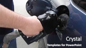  Presentation with oil gas - Presentation theme featuring oil price truck concept - pumping gas into car background and a wine colored foreground