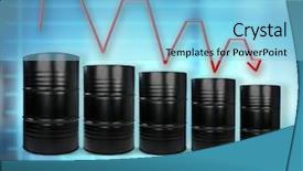  Presentation with trading gold - PPT theme consisting of oil prices concept barrels background and a light blue colored foreground