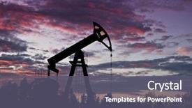  Presentation with pump - PPT theme consisting of oil pump against red sunset background and a gray colored foreground