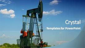  Presentation with pump - Colorful presentation design enhanced with oil pump-jack backdrop and a teal colored foreground
