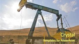  Presentation with pump - Amazing PPT theme having oil pump backdrop and a tawny brown colored foreground