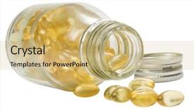  Presentation with oil recovery - Presentation enhanced with oil recovery - close-up of a pill bottle background and a coral colored foreground