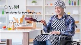  Presentation with design disabled kids - Audience pleasing theme consisting of oil recovery - disabled young husband frying backdrop and a light gray colored foreground