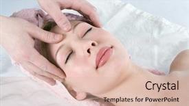  Presentation with facial - Presentation with oil recovery - spa facial massage for beauty background and a  colored foreground