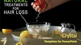  Presentation with hair loss - Colorful presentation theme enhanced with oil recovery - woman preparing cosmetic product backdrop and a tawny brown colored foreground