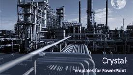  Presentation with dark night - Audience pleasing presentation theme consisting of oil refinery at night full backdrop and a tawny brown colored foreground