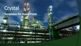  Presentation with refinery - Theme featuring oil refinery at night background and a ocean colored foreground