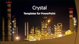  Presentation with oil refinery - Cool new slide set with oil refinery buildings at night backdrop and a black colored foreground