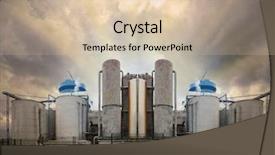  Presentation with oil refinery - Cool new presentation design with oil refinery ecology disaster concept backdrop and a soft green colored foreground