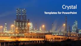  Presentation with oil refinery - Colorful PPT theme enhanced with oil refinery industrial plant backdrop and a ocean colored foreground