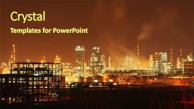  Presentation with oil refinery - Slide deck enhanced with oil refinery industrial plant background and a tawny brown colored foreground